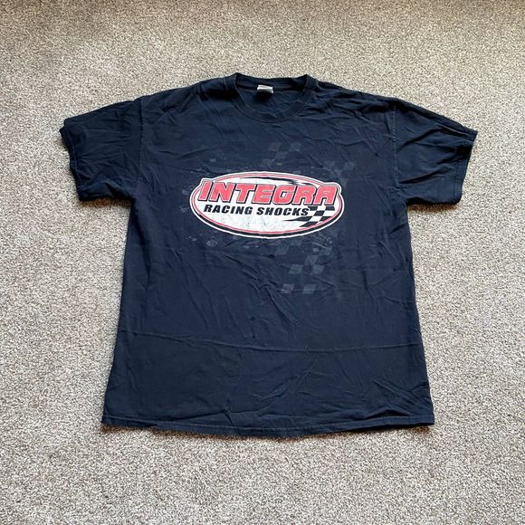 VINTAGE WARNING INTEGRA RACING SHOCKS BLACK TEE SHIRT SIZE XL - Picture 2 of 9